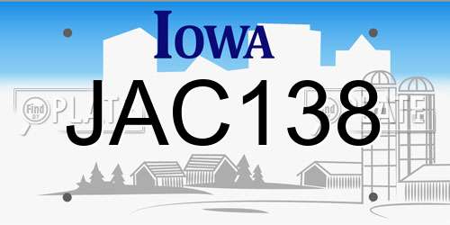 JAC138 Iowa License Plate