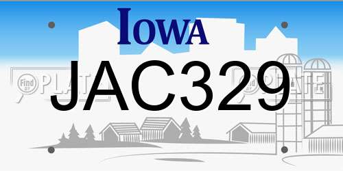 JAC329 Iowa License Plate