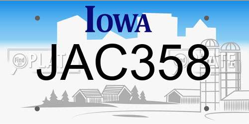 JAC358 Iowa License Plate