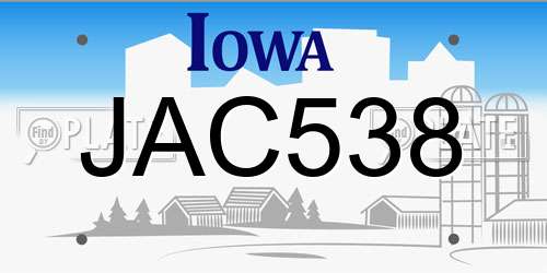 JAC538 Iowa License Plate