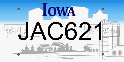 JAC621 Iowa License Plate