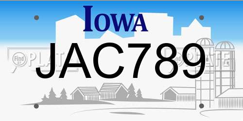JAC789 Iowa License Plate