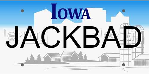 JACKBAD Iowa License Plate