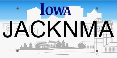 JACKNMA Iowa License Plate