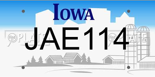 JAE114 Iowa License Plate