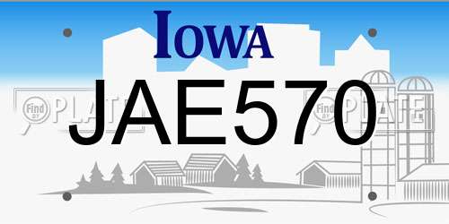JAE570 Iowa License Plate