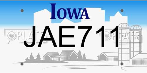 JAE711 Iowa License Plate