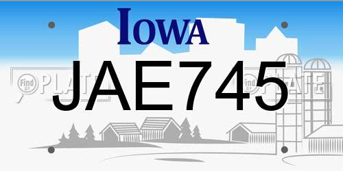 JAE745 Iowa License Plate