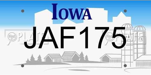 JAF175 Iowa License Plate