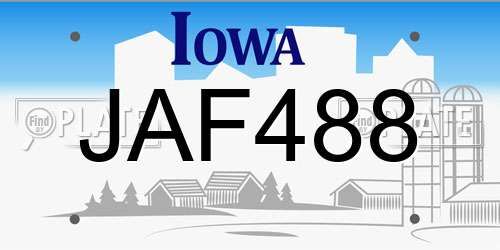 JAF488 Iowa License Plate