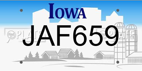 JAF659 Iowa License Plate