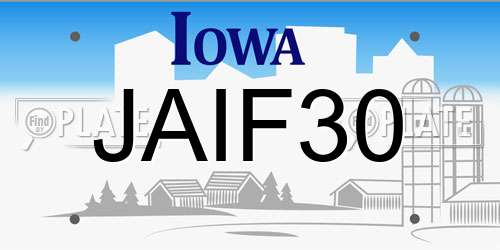 JAIF30 Iowa License Plate