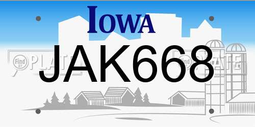 JAK668 Iowa License Plate