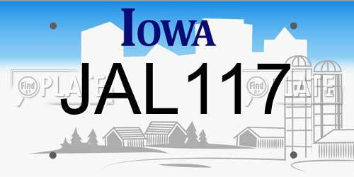 JAL117 Iowa License Plate