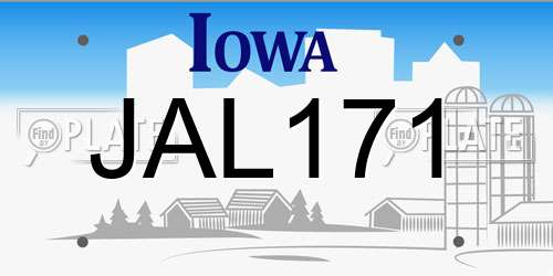 JAL171 Iowa License Plate
