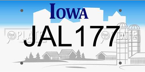 JAL177 Iowa License Plate