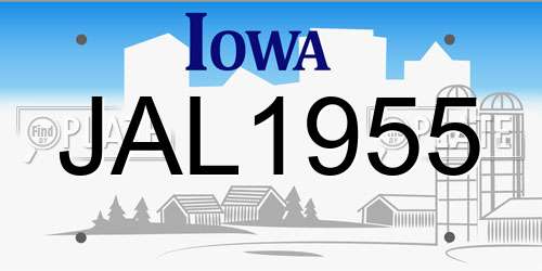 JAL1955 Iowa License Plate