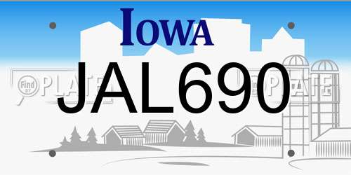 JAL690 Iowa License Plate