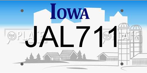 JAL711 Iowa License Plate