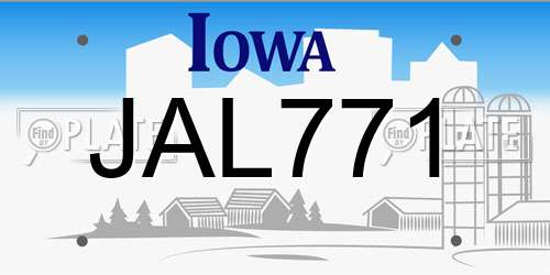 JAL771 Iowa License Plate