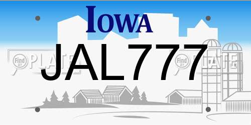JAL777 Iowa License Plate