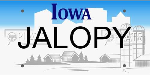 JALOPY Iowa License Plate
