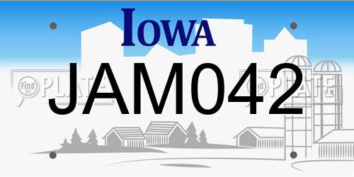 JAM042 Iowa License Plate
