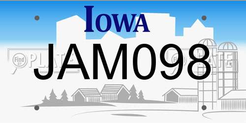JAM098 Iowa License Plate