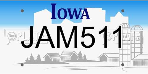 JAM511 Iowa License Plate