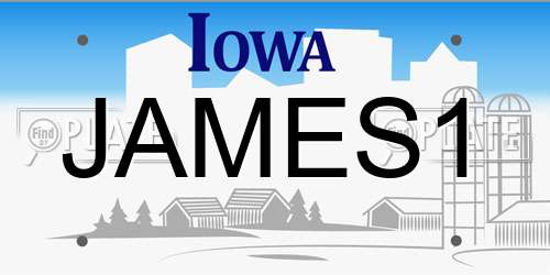 JAMES1 Iowa License Plate