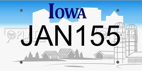 JAN155 Iowa License Plate