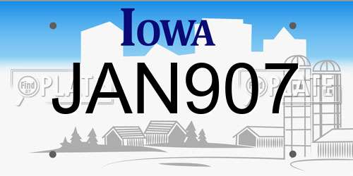 JAN907 Iowa License Plate