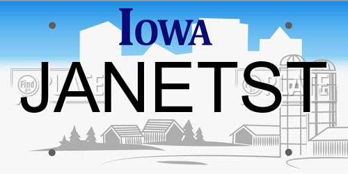 JANETST Iowa License Plate
