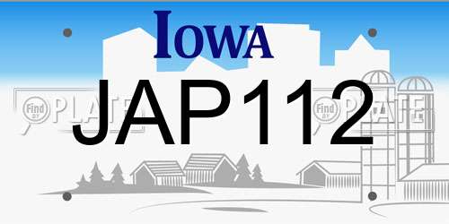 JAP112 Iowa License Plate
