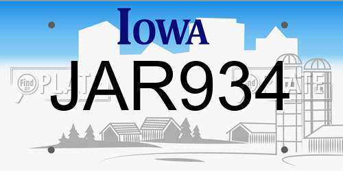 JAR934 Iowa License Plate