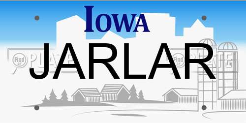 JARLAR Iowa License Plate