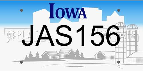 JAS156 Iowa License Plate