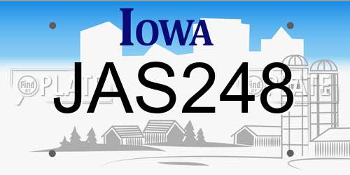 JAS248 Iowa License Plate