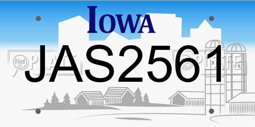 JAS2561 Iowa License Plate