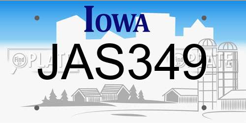 JAS349 Iowa License Plate