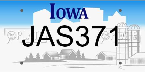JAS371 Iowa License Plate