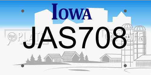 JAS708 Iowa License Plate