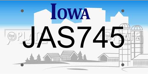 JAS745 Iowa License Plate