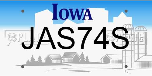 JAS74S Iowa License Plate