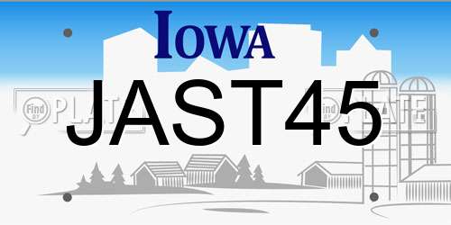 JAST45 Iowa License Plate