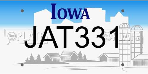 JAT331 Iowa License Plate