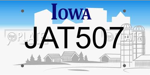 JAT507 Iowa License Plate