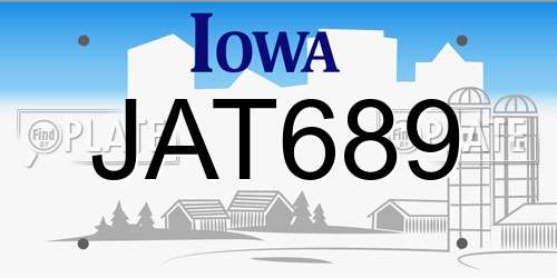JAT689 Iowa License Plate
