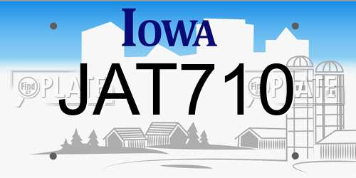 JAT710 Iowa License Plate
