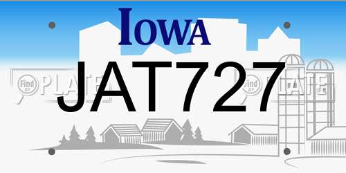 JAT727 Iowa License Plate